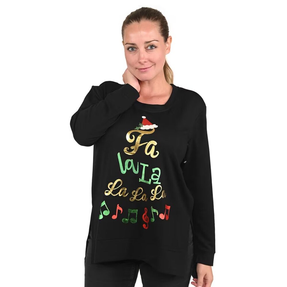 A Holiday Black Long Sleeve Christmas Sweater Size M